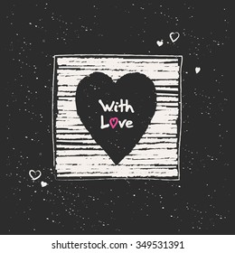 hand drawn romantic card with heart