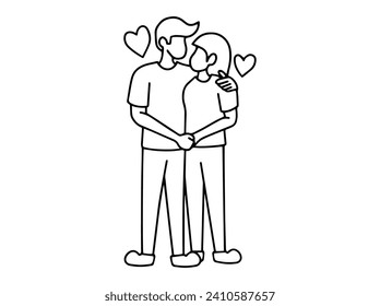 Hand drawn Romantic Couple Celebrate Valentines Day