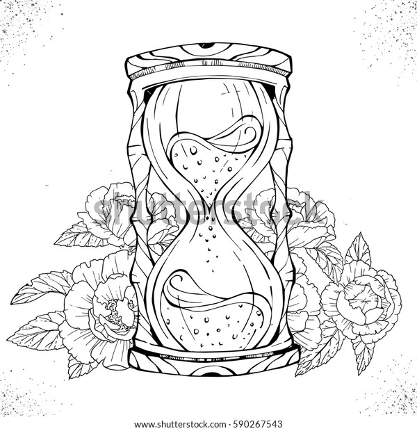 Hand Drawn Romantic Drawing Hourglass Tattoo Stock Vector Royalty Free