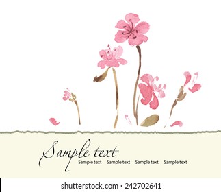 Hand drawn  of romantic floral invitation. Vector watercolor.   Wedding, marriage, bridal, birthday, Valentine's day. Isolated.