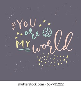 Hand drawn romantic greeting card with lettering for poster, mug, t-shirt, apparel, save the date or wedding design. Vector phrase Take my heart  isolated on white background.