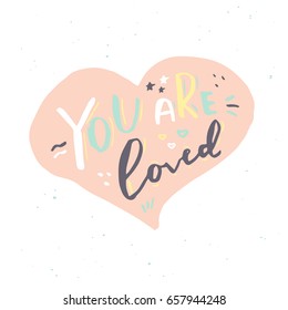 Hand drawn romantic greeting card with lettering for poster, mug, t-shirt, apparel, save the date or wedding design. Vector phrase Take my heart  isolated on white background.