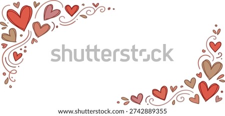 Hand drawn romantic heart frame illustration with decorative swirls and copy space in the center. Perfect for Valentine’s Day cards, wedding invitations, love messages, social media posts, banners, and romantic design projects.