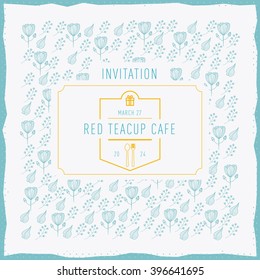 Hand drawn romantic invitation. Wedding, marriage, bridal, birthday, Valentine's day. Isolated. Vector