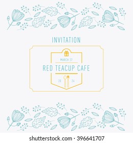 Hand drawn romantic invitation. Wedding, marriage, bridal, birthday, Valentine's day. Isolated. Vector