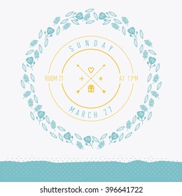 Hand drawn romantic invitation. Wedding, marriage, bridal, birthday, Valentine's day. Isolated. Vector