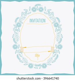 Hand drawn romantic invitation. Wedding, marriage, bridal, birthday, Valentine's day. Isolated. Vector