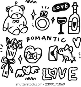 hand drawn romantic item for templates