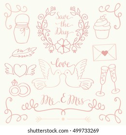 Hand drawn romantic retro vector illustration.