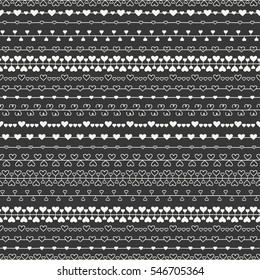 Hand drawn romantic seamless pattern with hearts. Valentine day romantic pattern. Vector illustration. Doodles. Background. Wrapping paper. Print. Graphic texture for design wallpaper.