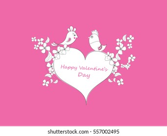 Hand Drawn Romantic Vector Design, Valentines Day Greetings Card.