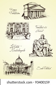 hand drawn rome monument