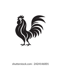 Hand drawn rooster animal silhouette illustration