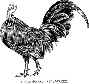 Hand drawn Rooster Chicken Sketch Illustration