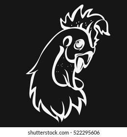 Hand drawn rooster. Decorative element, label or icon.