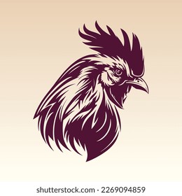 Hand drawn Rooster Head illustration. Vintage woodcut engraving style vector illustration.