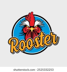 Dibujado a mano de la mascota de la cabeza del gallo, logotipo del gallo aislado en el fondo