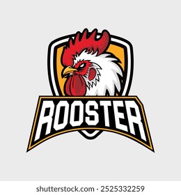 Hand drawn of  Rooster head mascot, Rooster logo isolated on  background