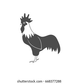 Hand Drawn Rooster isolated on white background. Vector