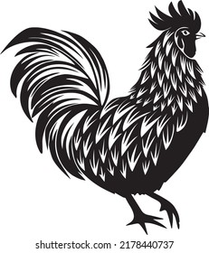 Hand drawn roosters set. Engraved style vector illustration. Template for your design works.