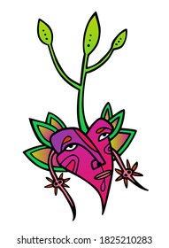 Carácter vegetal de raíz dibujado a mano en un estilo ornamental único. La remolacha crece . Vegan, ilustración saludable de la comida aislada en blanco.