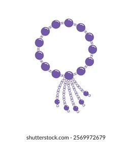 Hand drawn rosary illustration. Tasbih vector silhouette.