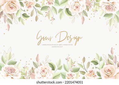 hand drawn rose background and wreath frame design