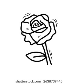 Hand Drawn Rose Flower Illustration. Doodle Vector. Isolated on White Background - EPS 10 Vector