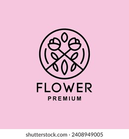 Símbolo del logotipo de la flor de rosa dibujada a mano Ilustración de diseño Icono Emblema del icono