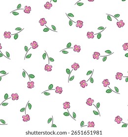 handgezeichnete Rose Blume nahtloses Muster Vektorhintergrund