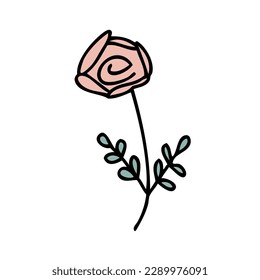 
Flor de rosa dibujada a mano en un estilo de doodle simple. Perfecto para tee, stickers, afiches, tarjetas. Ilustración vectorial aislada para decoración y diseño.


