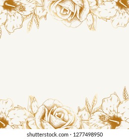 Hand drawn rose framed background vector