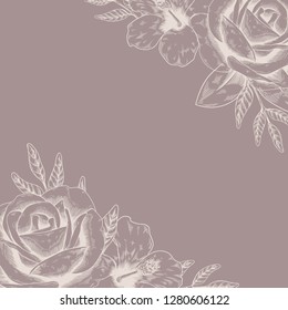 Hand drawn rose framed background vector