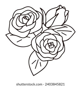 Hand drawn rose icon , Line drawing Vector