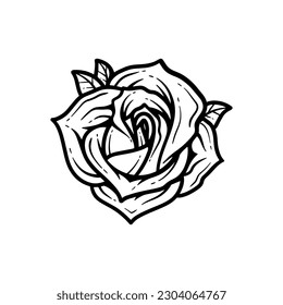 Hand drawn rose illustration. Abstract flower outline vector icon