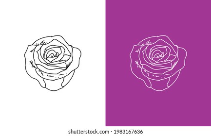 
 Hand drawn rose, line art. Vector illustration