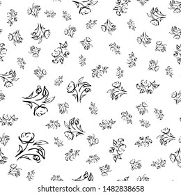 Hand drawn rose seamless pattern for print design. Rose floral seamless pattern. Spring textile texture. Repeat design element