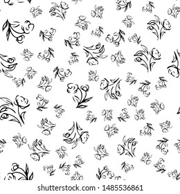 Hand drawn rose seamless pattern for print design. Rose floral seamless pattern. Spring textile texture. Repeat design element