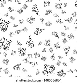 Hand drawn rose seamless pattern for print design. Rose floral seamless pattern. Spring textile texture. Repeat design element