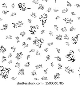 Hand drawn rose seamless pattern for print design. Rose floral seamless pattern. Spring textile texture. Repeat design element.