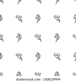 Hand drawn rose seamless pattern for print design. Rose floral seamless pattern. Spring textile texture. Repeat design element.