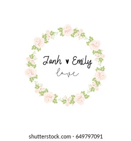 Hand drawn rose with text template