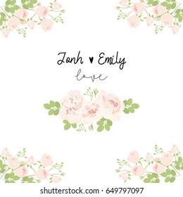 Hand drawn rose with text template
