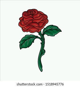 Hand Drawn Rose Vector Floral Ornament Illustration