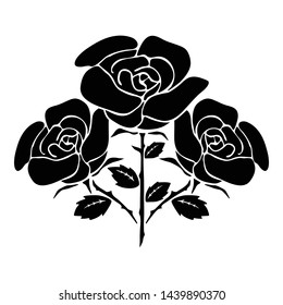 Hand drawn rose vector. rose flower illustration. silhouette rose.