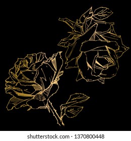 Hand drawn rose. Vector illustration. Vintage tattoo style rose. Flower motif sketch for design. Ink illustration isolated.
