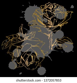Hand drawn rose. Vector illustration. Vintage tattoo style rose. Flower motif sketch for design. Ink illustration isolated.