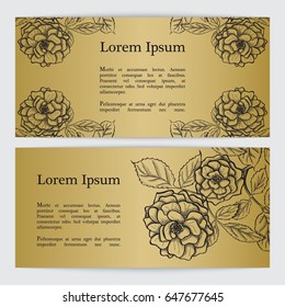 Hand drawn rose, vector sketch, ink drawing imitation. Templates for banners