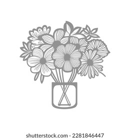 Hand drawn Roses bouquet. Line art for adult coloring book. Vector for coloring page.