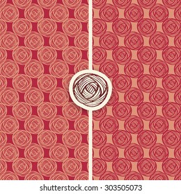 hand drawn roses pattern set - light and middle pink red colors ornament
